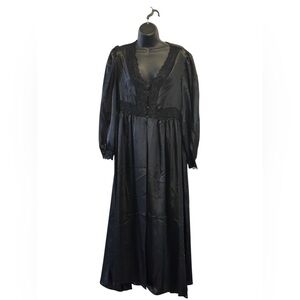 Vintage Elegant Black Long Sleeve Housecoat